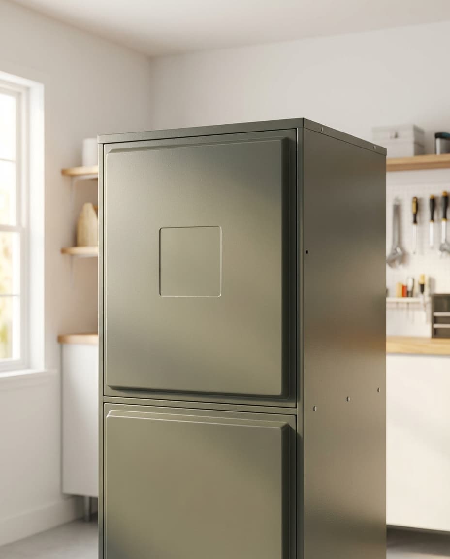 Residential HVAC equipment in a clean utility room